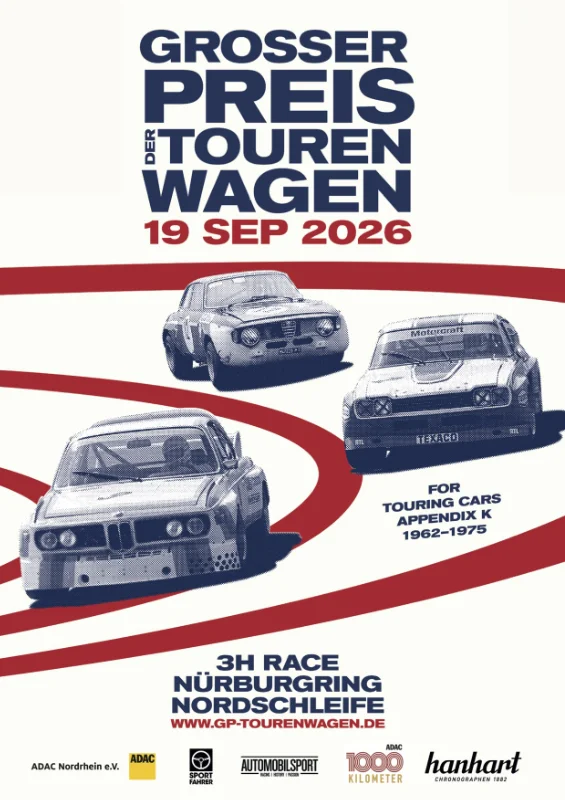 Plakat: Großer Preis der Tourenwagen – 19.09.2026 – 3h-Rennen Nürburgring Nordschleife